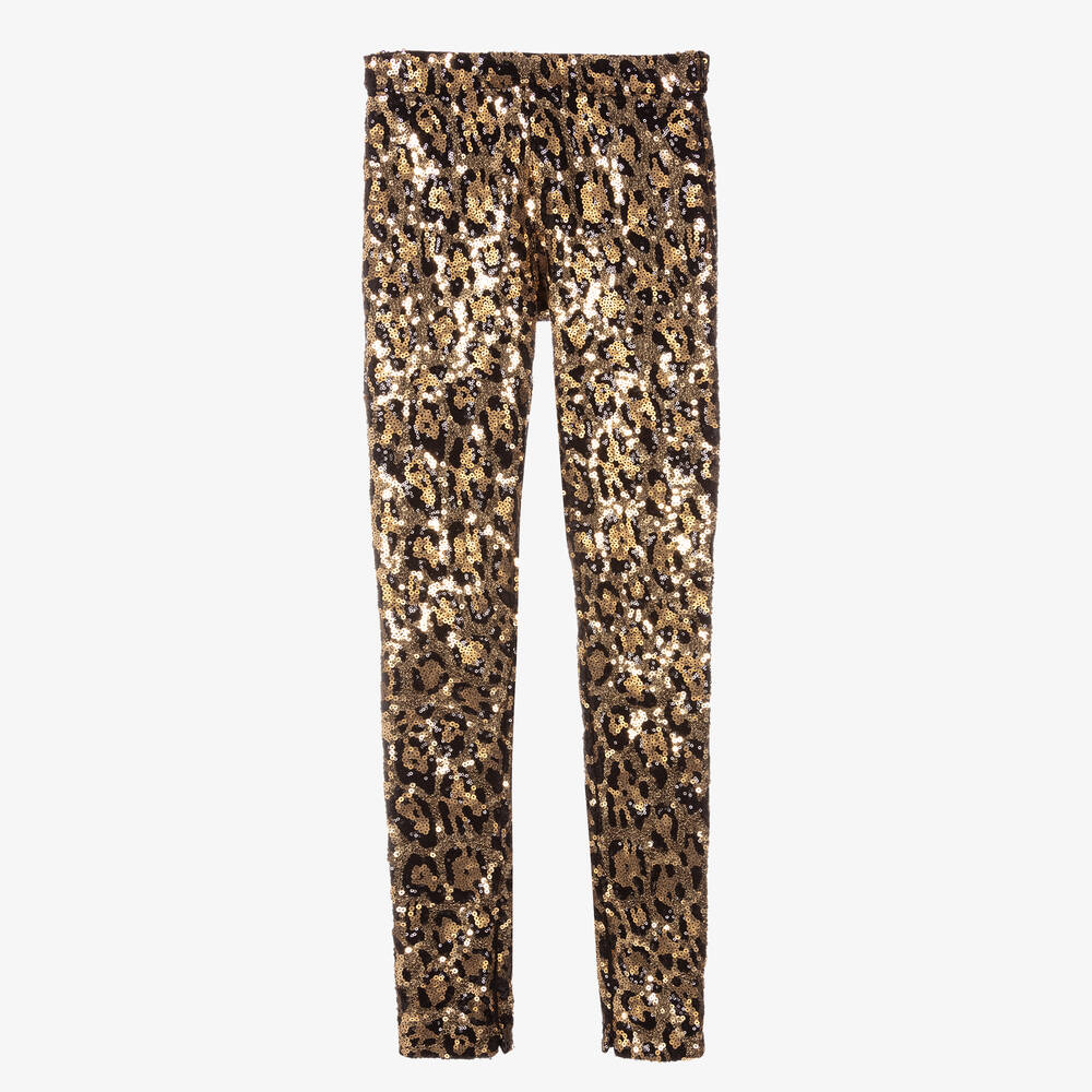 Dolce & Gabbana-Teen Leopard Sequin Leggings | Childrensalon Outlet