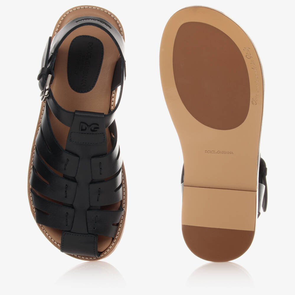 Dolce & Gabbana-Teen Navy Blue Logo Sandals | Childrensalon Outlet