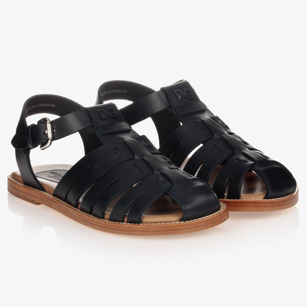 Dolce & Gabbana - Teen Navy Blue Logo Sandals | Childrensalon