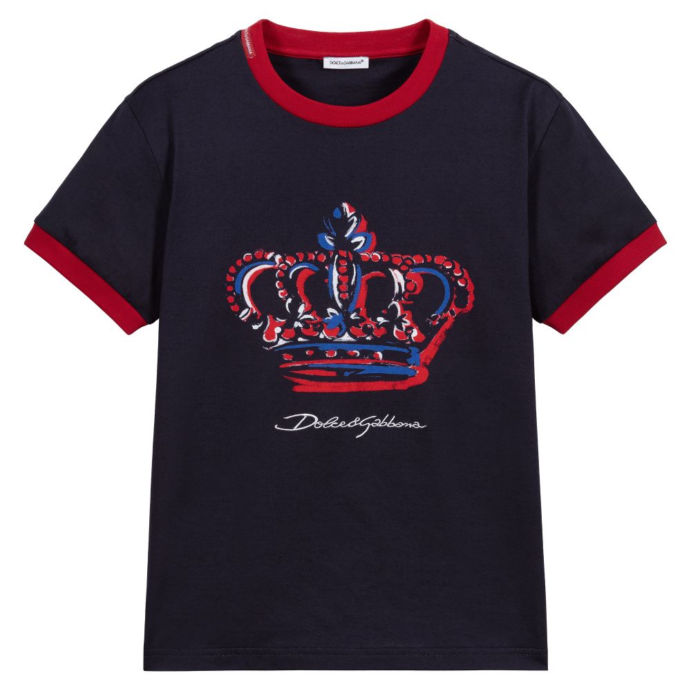 Dolce & Gabbana - تيشيرت تينز ولادي قطن عضوي لون كحلي | Childrensalon