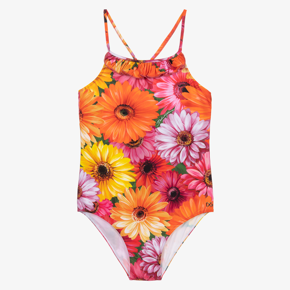 Dolce & Gabbana - Teen Orange Gerbera Swimsuit | Childrensalon