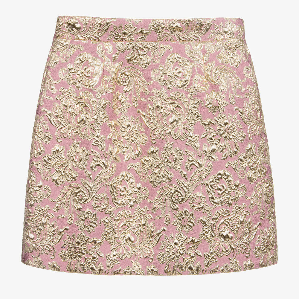 Dolce & Gabbana-Teen Pink Brocade Skirt  | Childrensalon Outlet