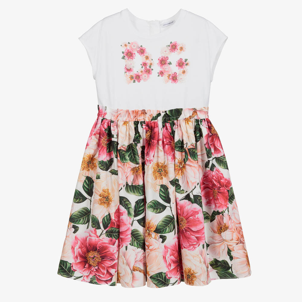 Dolce & Gabbana - Teen Pink Camellia Logo Dress | Childrensalon