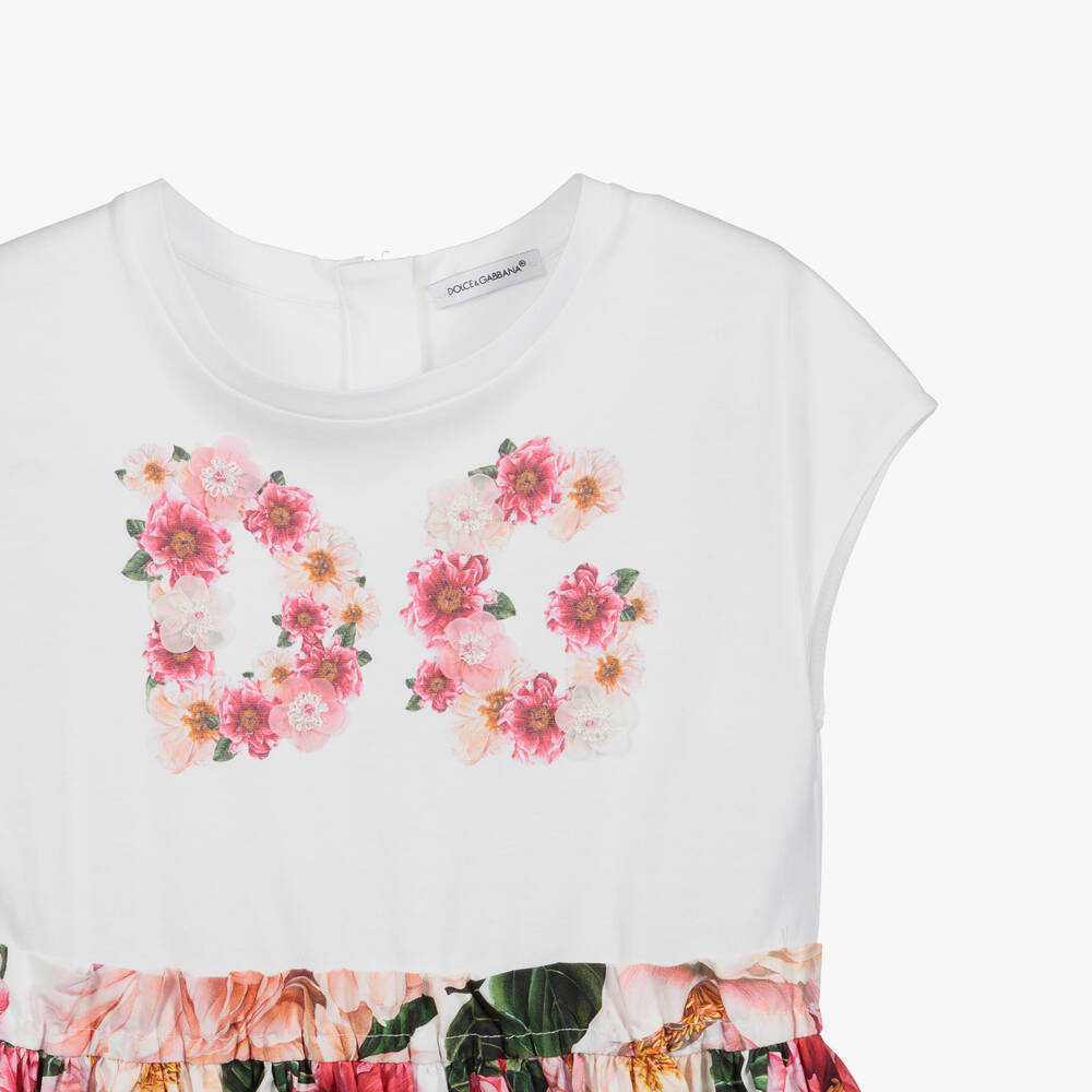 Dolce & Gabbana-Teen Pink Camellia Logo Dress | Childrensalon Outlet