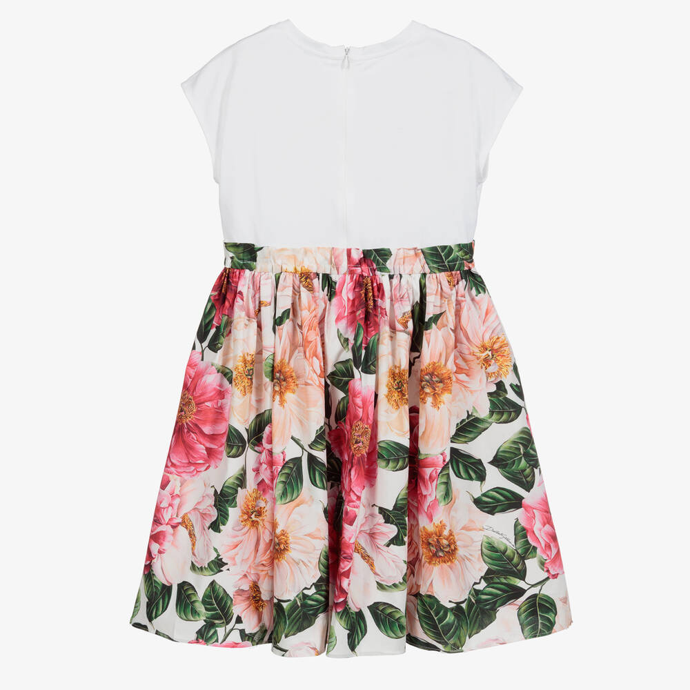 Dolce & Gabbana-Teen Pink Camellia Logo Dress | Childrensalon Outlet
