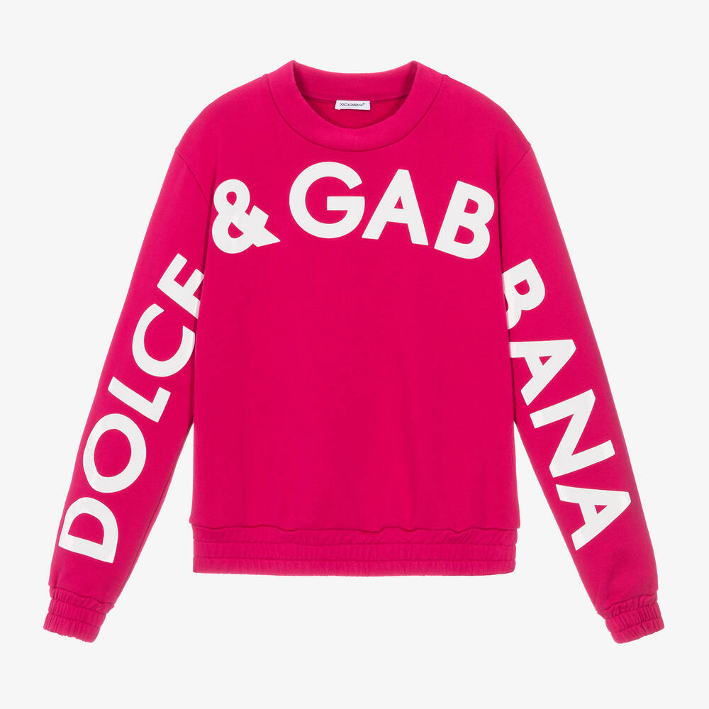 Dolce & Gabbana - سويتشيرت تينز بناتي قطن جيرسي لون زهري  | Childrensalon