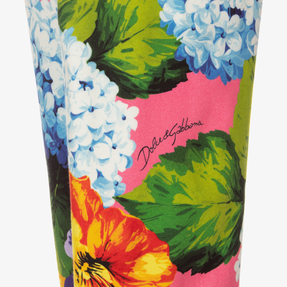 Dolce & Gabbana-Розовые легинсы с гортензиями для подростков | Childrensalon Outlet