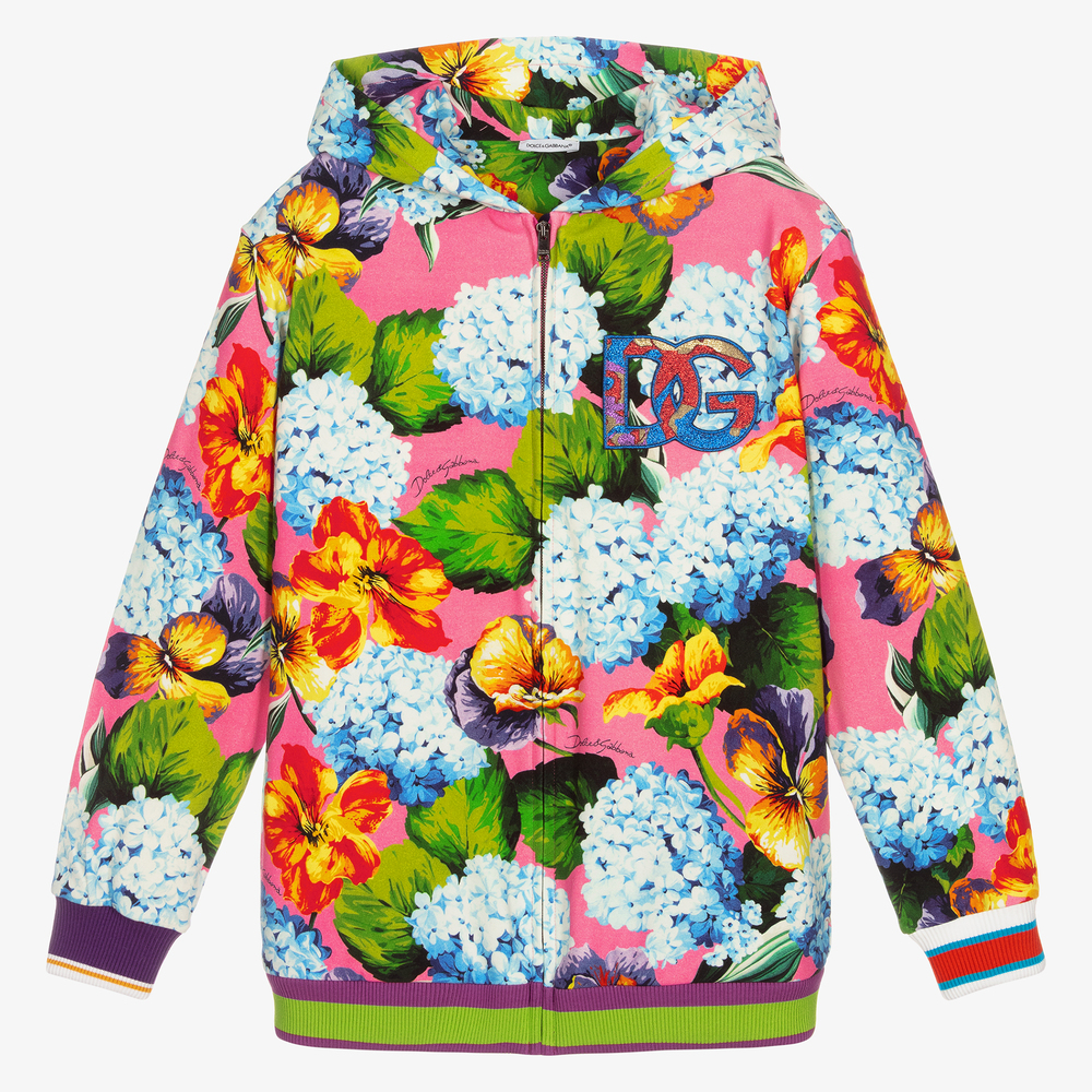 Dolce & Gabbana - Teen Pink Hydrangea Zip-Up Top | Childrensalon