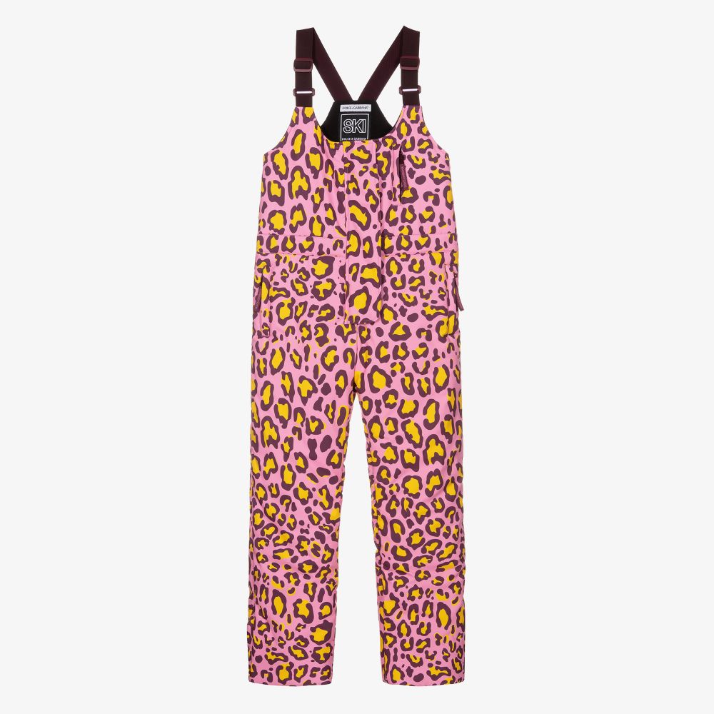 Dolce & Gabbana - Розовые лыжные брюки с леопардовым принтом для подростков | Childrensalon