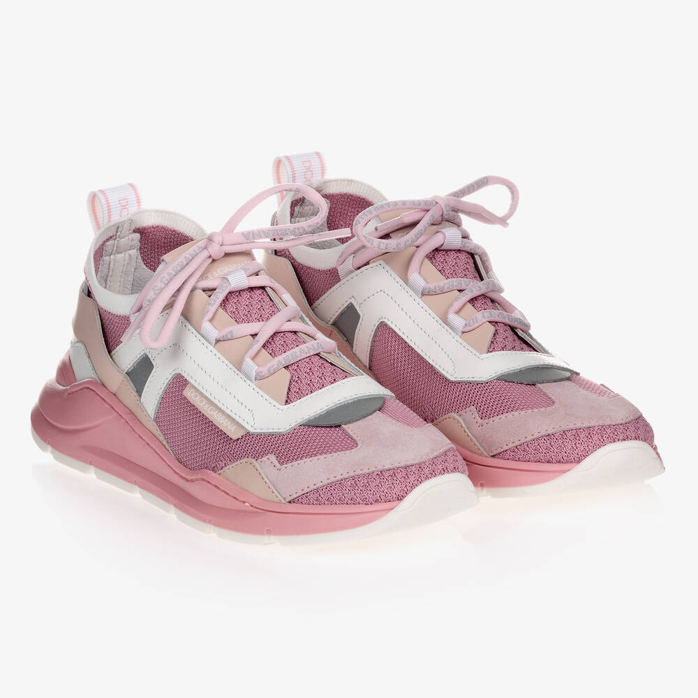 Dolce & Gabbana-Teen Pink Logo Trainers | Childrensalon Outlet