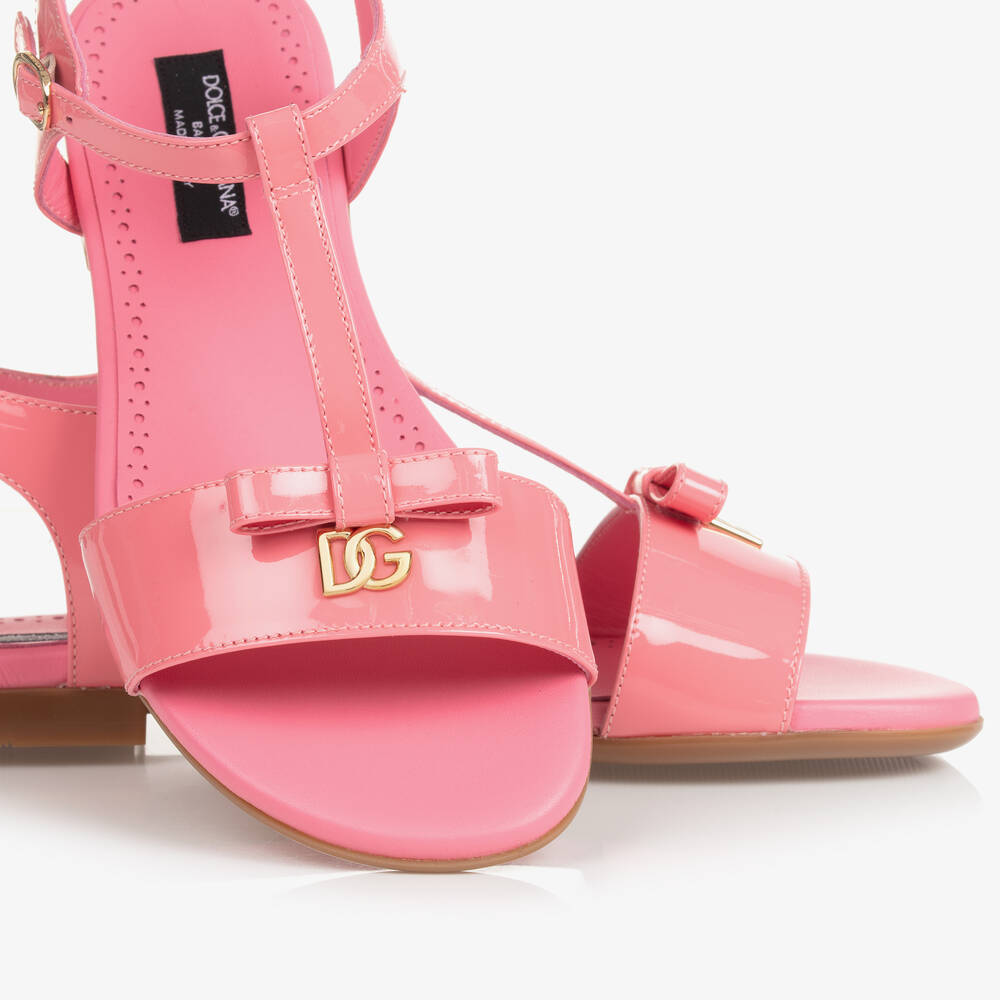 Dolce & Gabbana-Teen Pink Patent Bar Sandals | Childrensalon Outlet