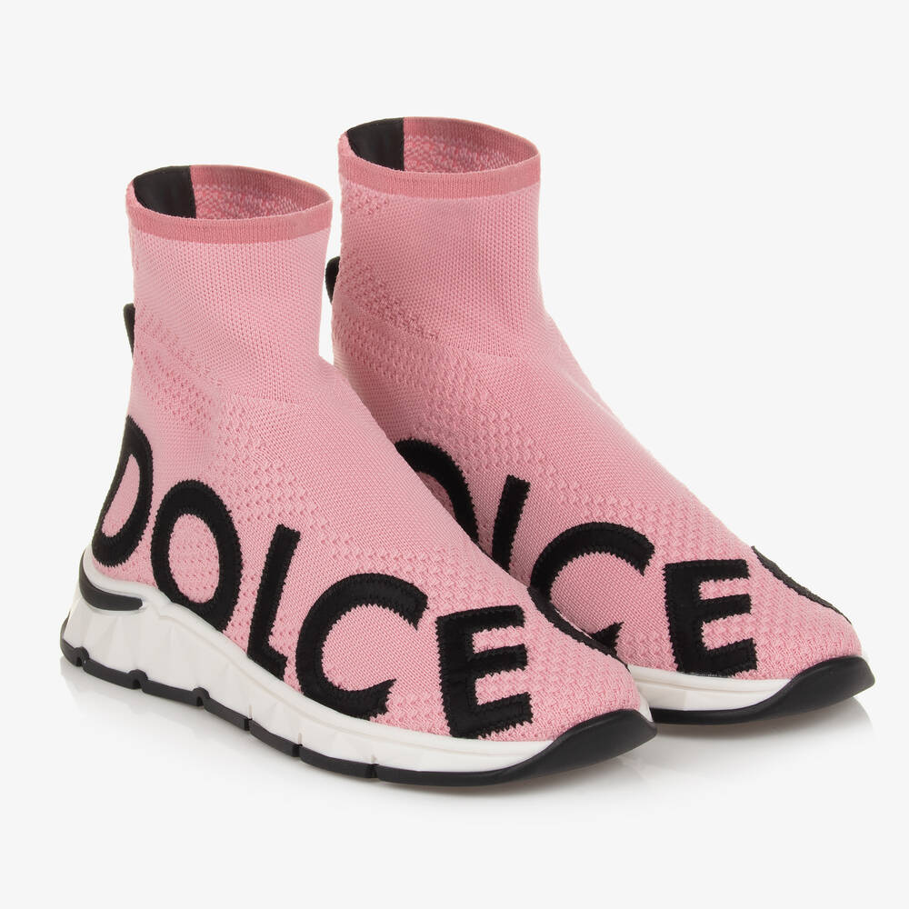Dolce & Gabbana - Розовые кроссовки-носки | Childrensalon