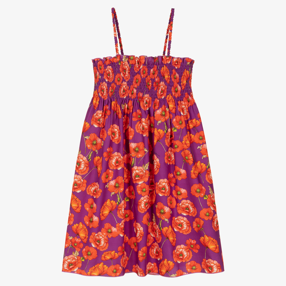 Dolce & Gabbana - Teen Mohnblumen-Kleid in Violett und Rot | Childrensalon