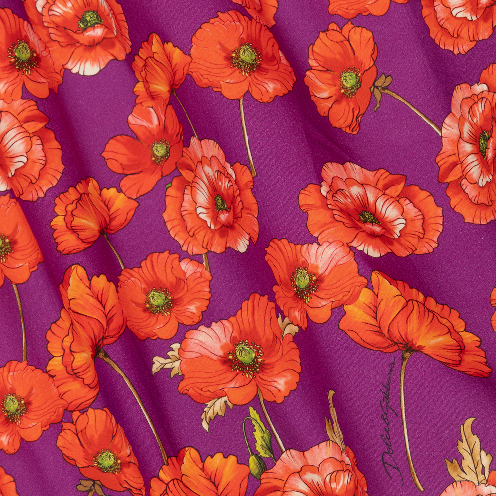 Dolce & Gabbana-Красно-фиолетовое платье с маками для подростков | Childrensalon Outlet