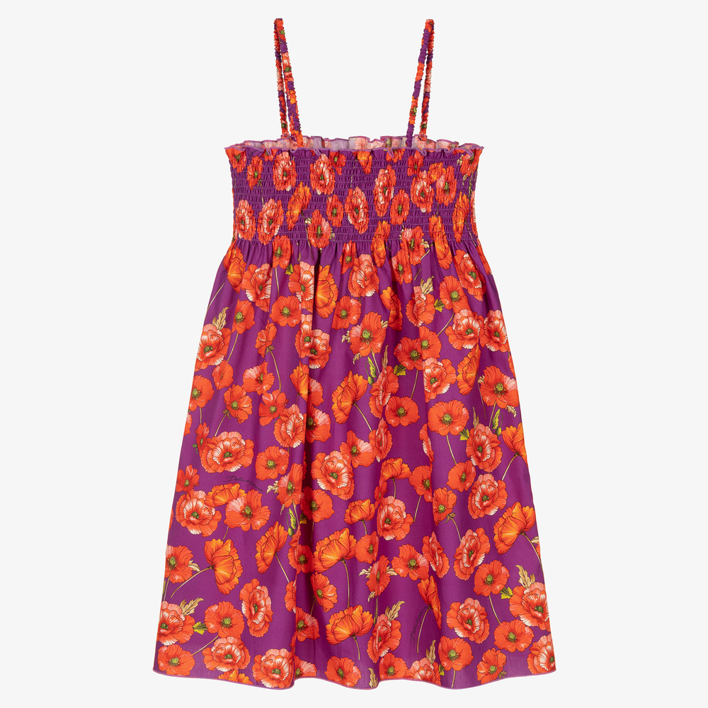 Dolce Gabbana Teen Purple Red Poppy Dress Childrensalon Outlet
