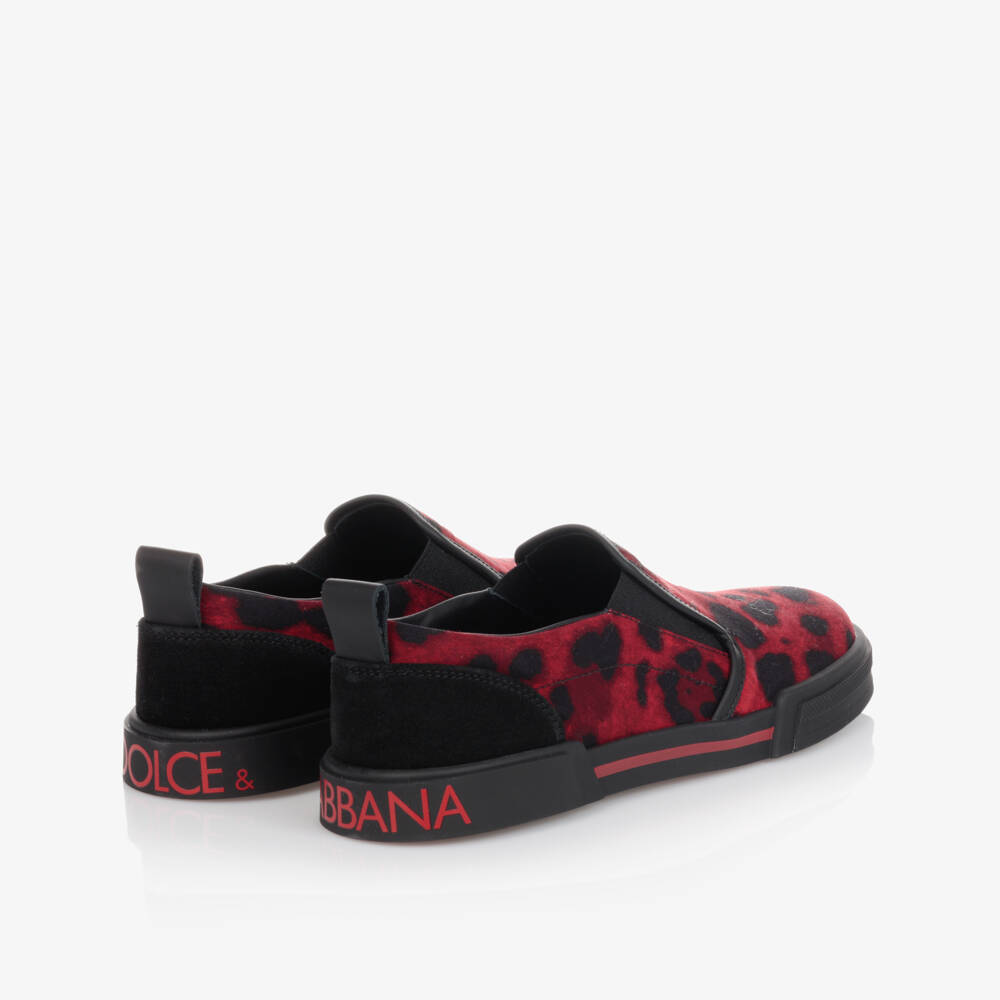 Dolce & Gabbana-Красно-черные слипоны для подростков | Childrensalon Outlet