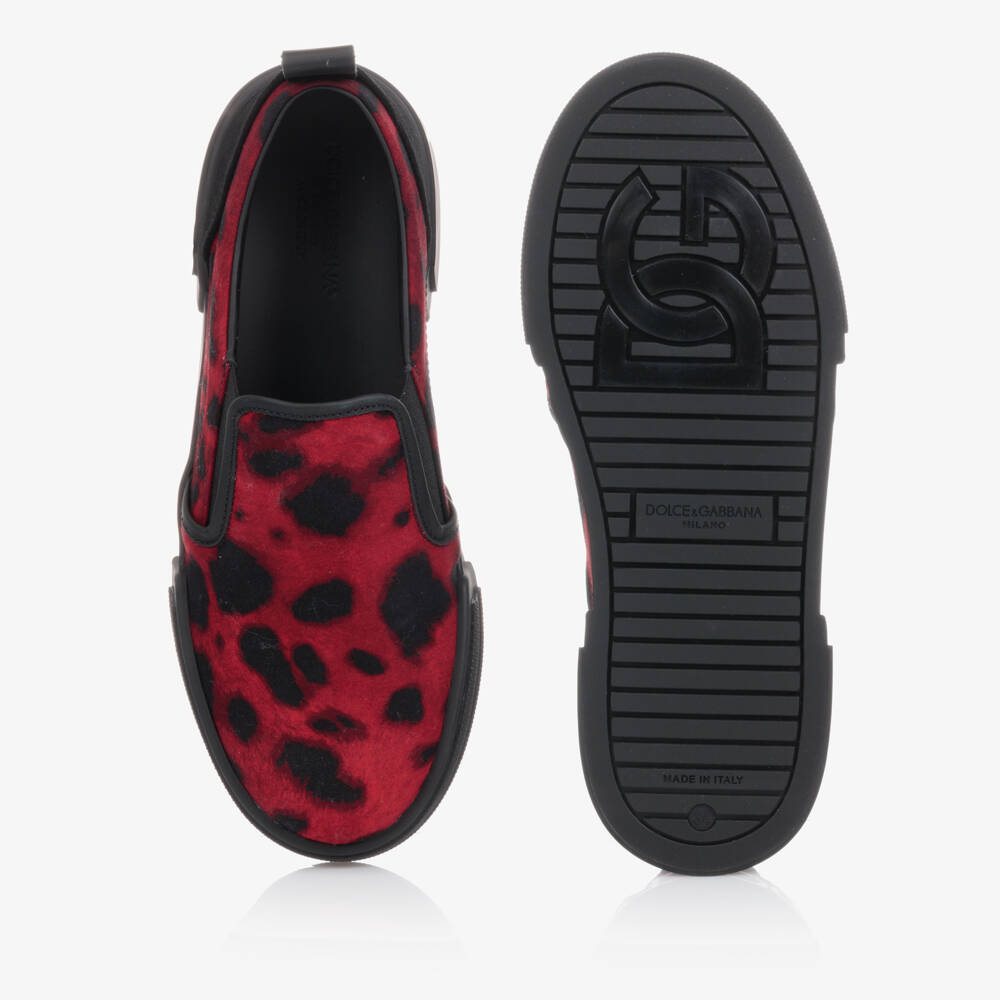 Dolce & Gabbana-Красно-черные слипоны для подростков | Childrensalon Outlet