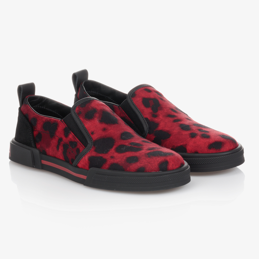 Dolce & Gabbana - Chaussures rouges/noires sans lacets Ado | Childrensalon