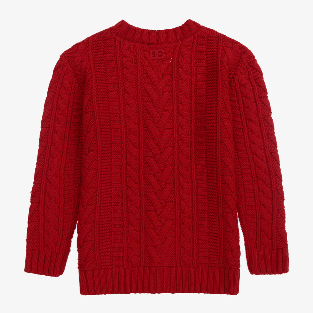 Dolce & Gabbana-Teen Red Cable Knit Cardigan | Childrensalon Outlet