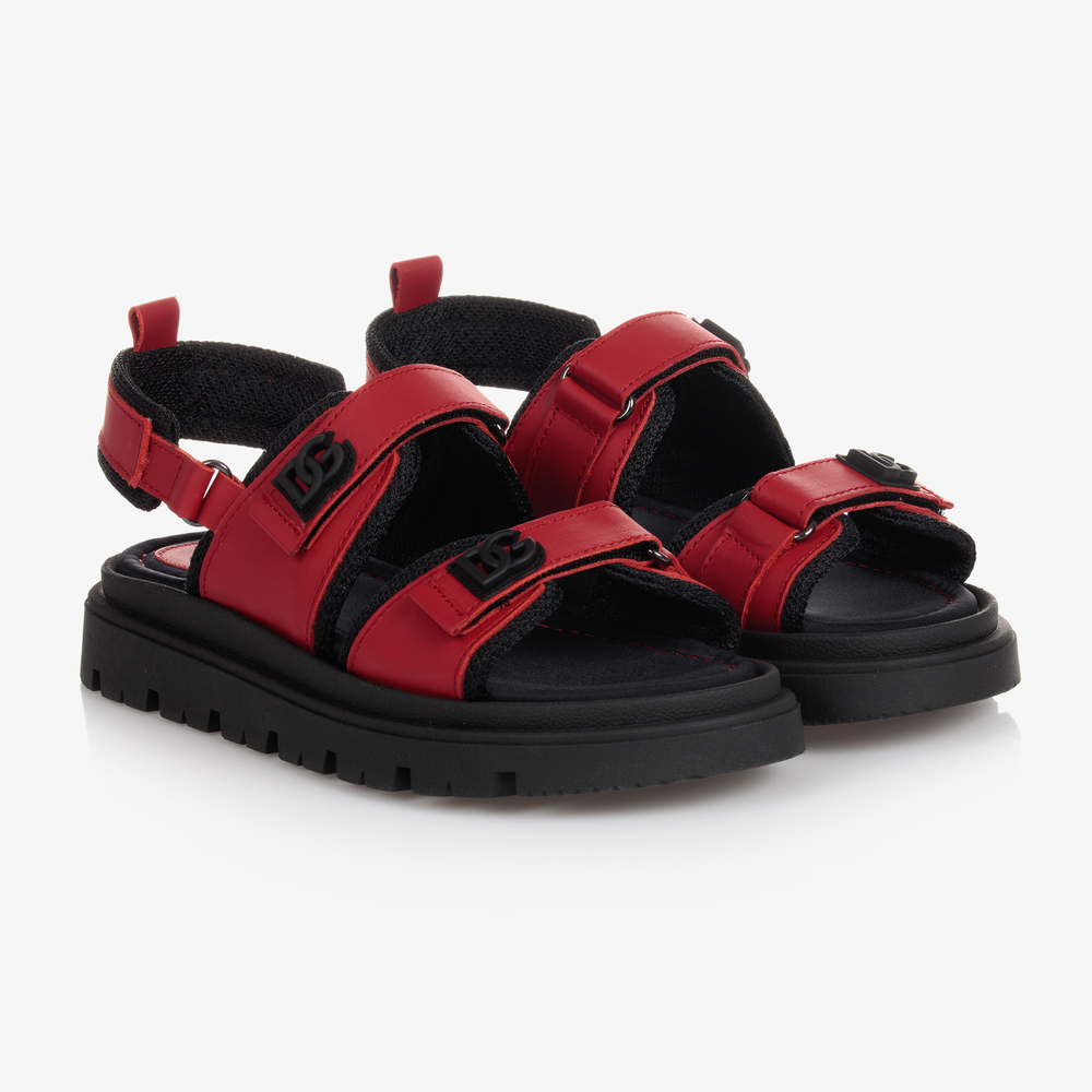 Dolce & Gabbana - Teen Red Leather DG Sandals | Childrensalon