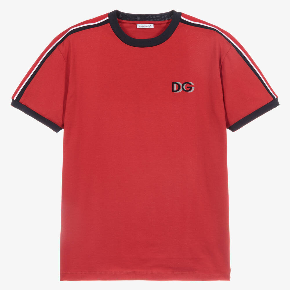 Dolce & Gabbana - Rotes Teen T-Shirt mit Logo | Childrensalon