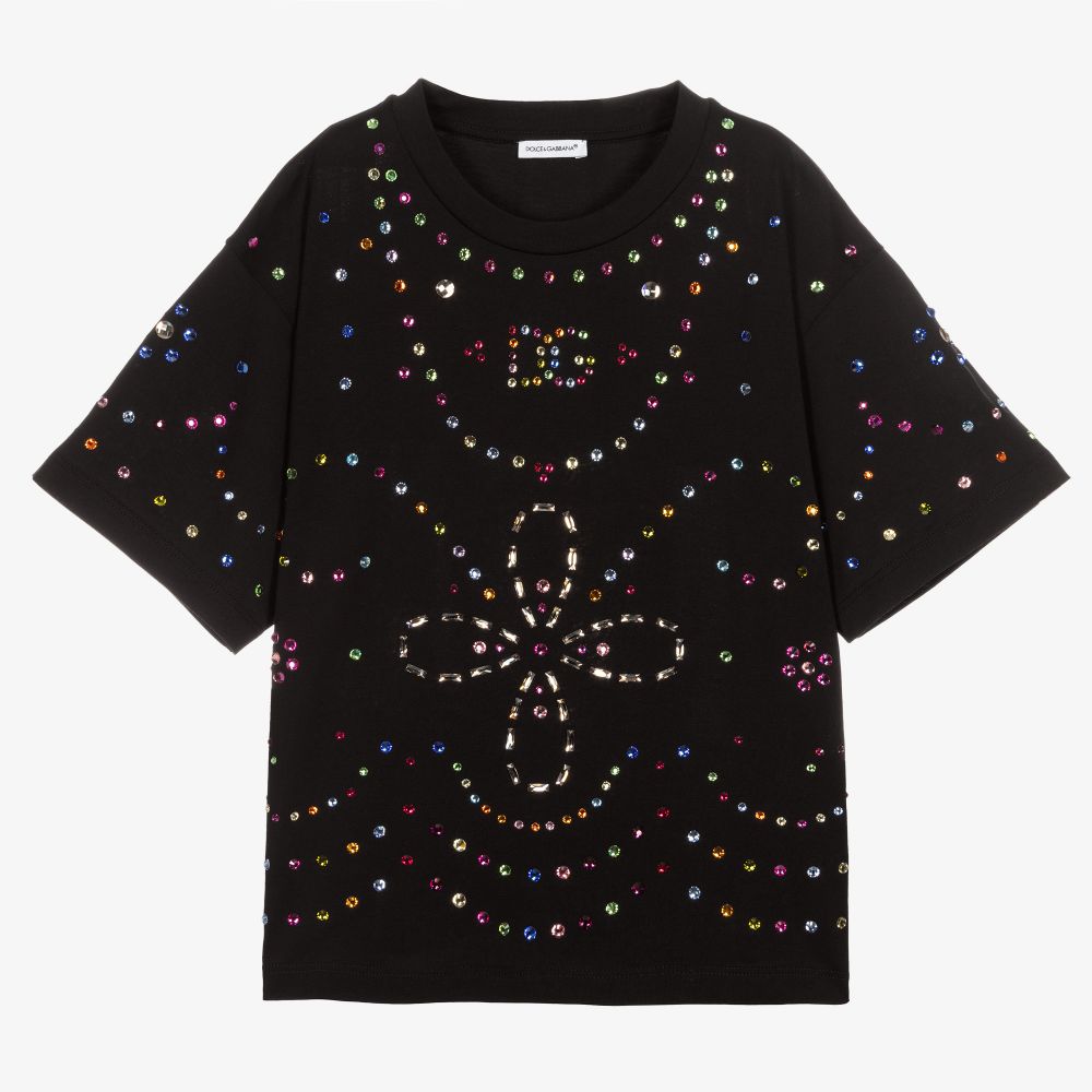 Dolce Gabbana Teen Rhinestone DG T Shirt Childrensalon Outlet