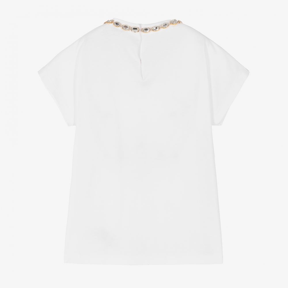 Dolce & Gabbana - Teen White Crystal DG T-Shirt