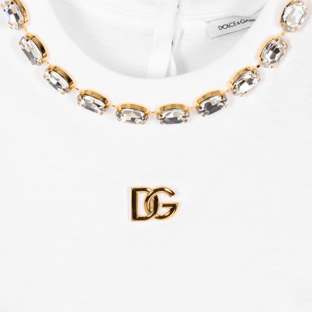 Dolce & Gabbana - Teen White Crystal DG T-Shirt