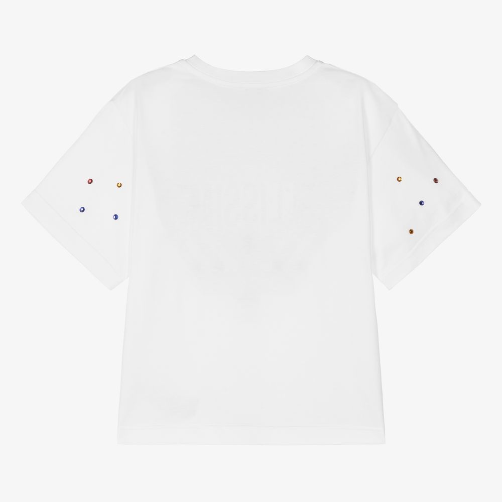 Dolce & Gabbana-Teen White Crystals T-Shirt | Childrensalon Outlet