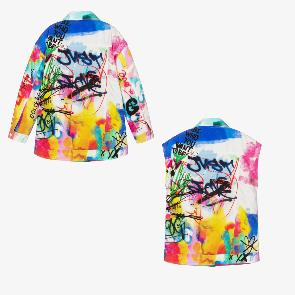 視線を集めて◇Graffiti Print ジャケット◇Dolce & Gabbana Dolce & Gabbana Graffiti Zip Up Hooded Jacket M NEW W