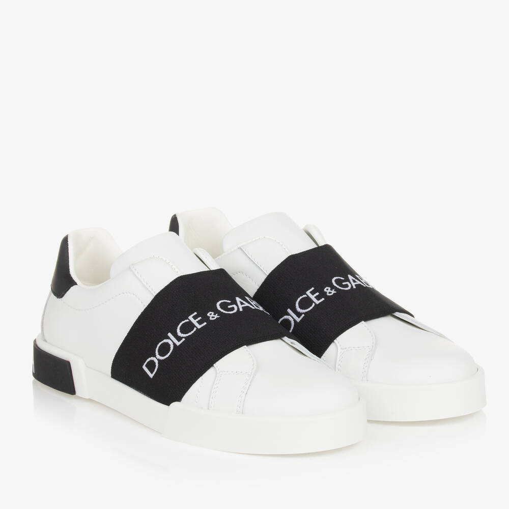 Dolce & Gabbana-Teen White Leather Portofino Trainers | Childrensalon Outlet