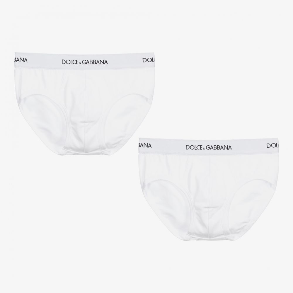 Dolce & Gabbana - سراوال داخلي تينز ولادي قطن جيرسي لون أبيض (عدد 2) | Childrensalon