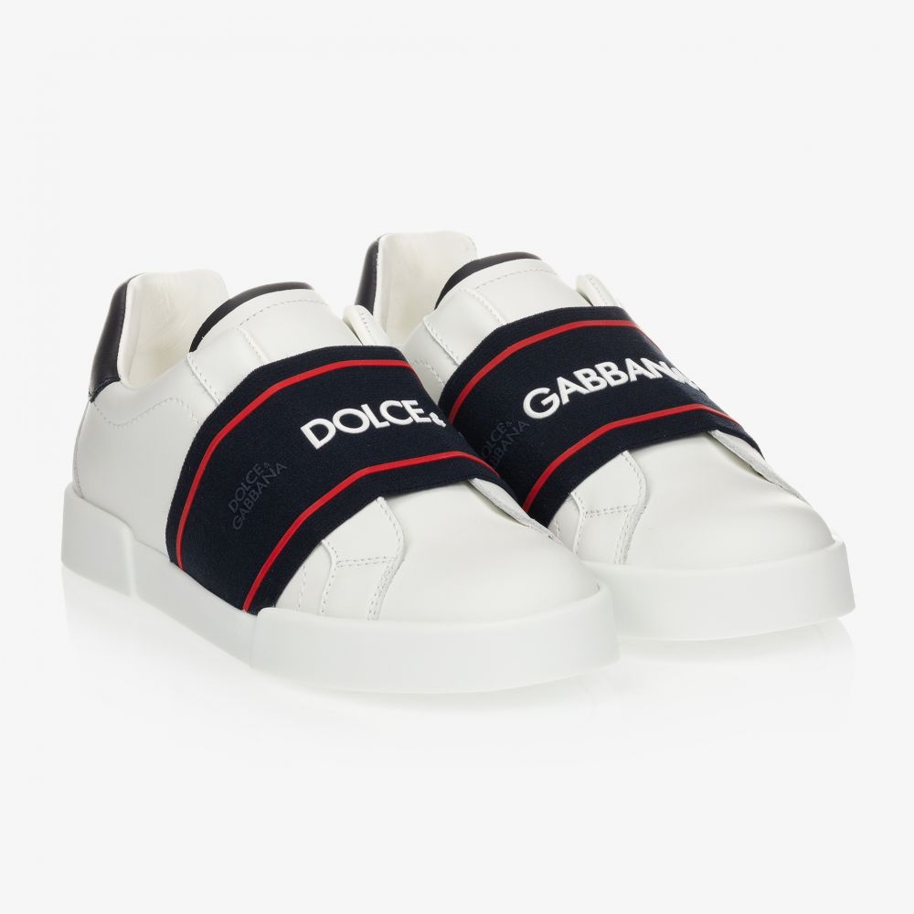 Dolce & Gabbana - ترينرز تينز جلد وقماش لون أبيض | Childrensalon