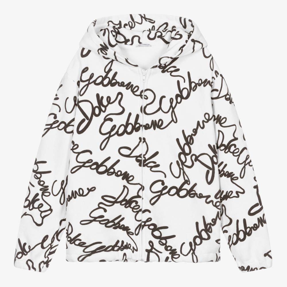 Dolce & Gabbana - Veste zippée blanche Ado | Childrensalon