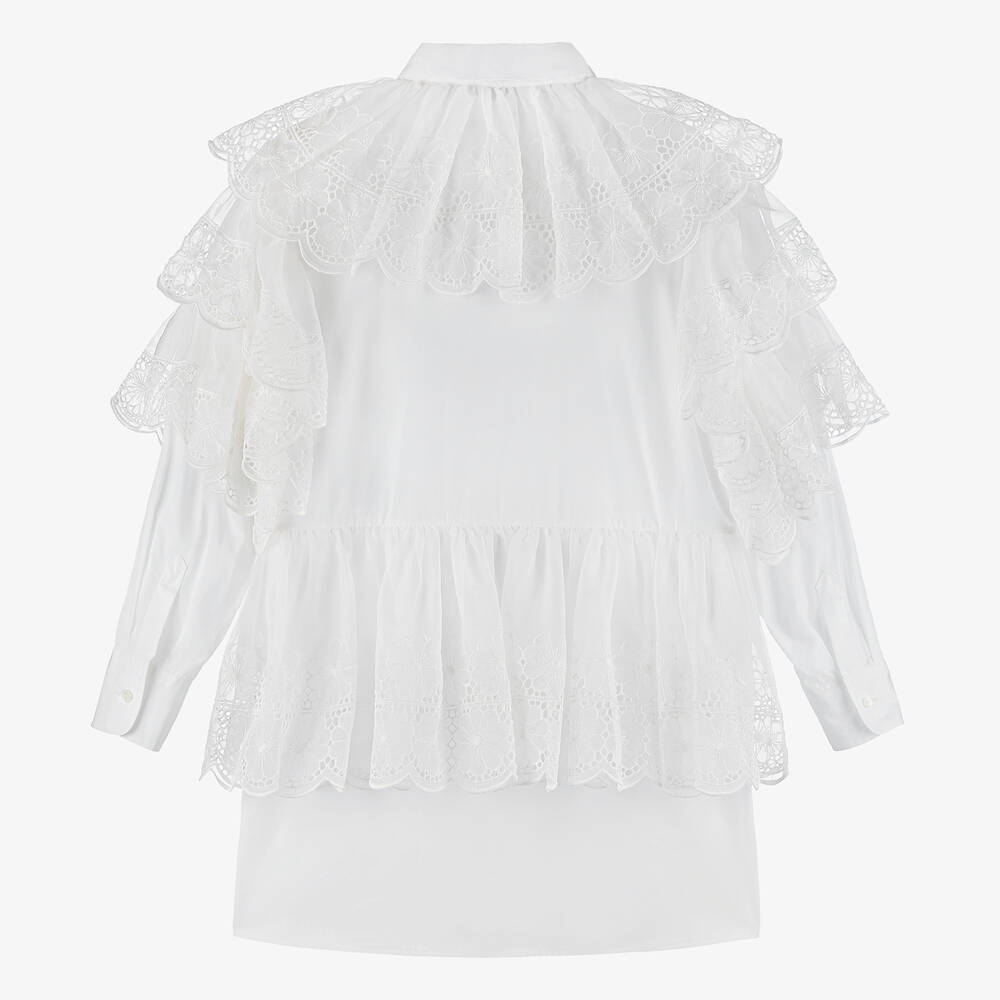 Dolce Gabbana Robe chemise blanche en organza Ado