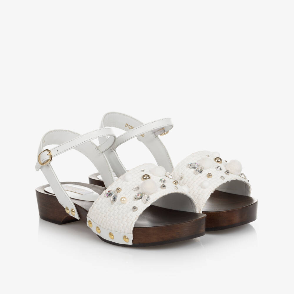 Dolce & Gabbana-Белые сандалии из рафии для подростков | Childrensalon Outlet