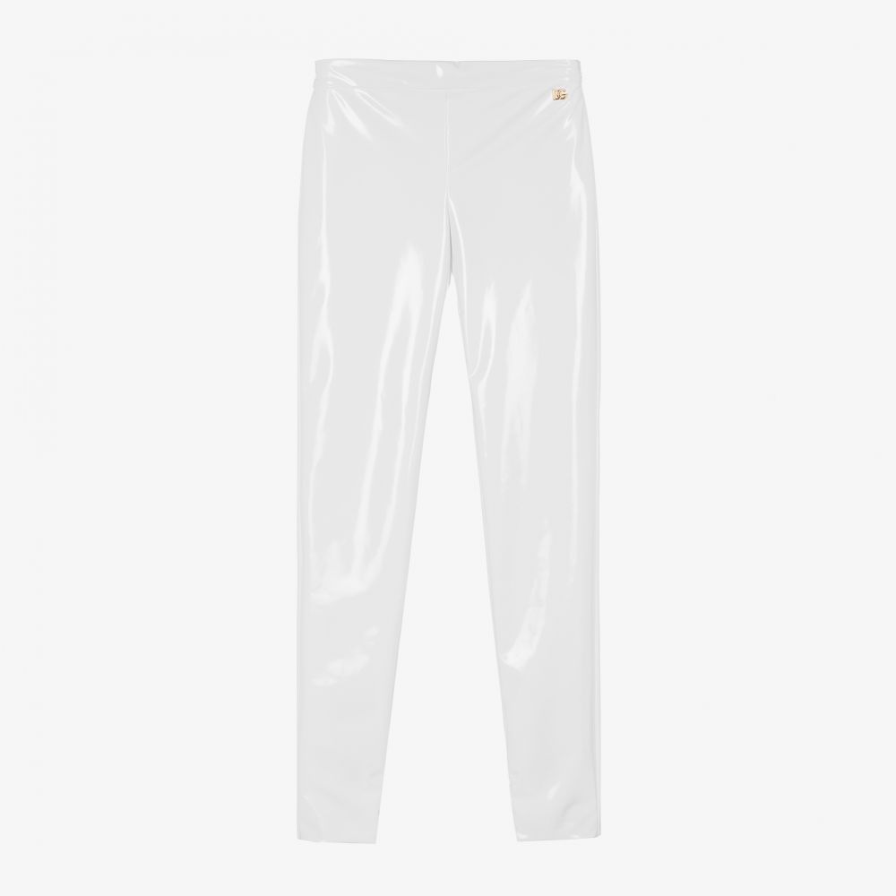 Dolce & Gabbana-Teen White Vinyl Leggings  | Childrensalon Outlet
