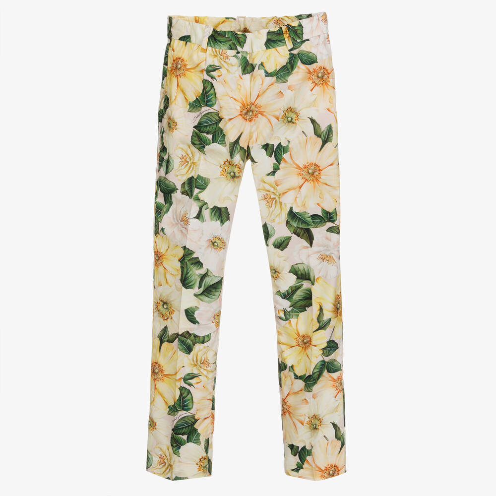 Dolce & Gabbana - Teen Yellow Camellia Trousers  | Childrensalon