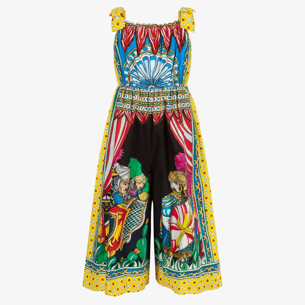 Dolce & Gabbana - جمبسوت تينز بناتي قطن بوبلين لون أصفر وأسود | Childrensalon