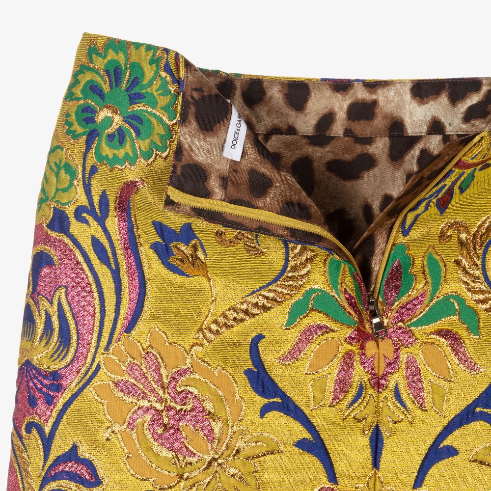 Dolce & Gabbana-Teen Yellow Jacquard Skirt  | Childrensalon Outlet