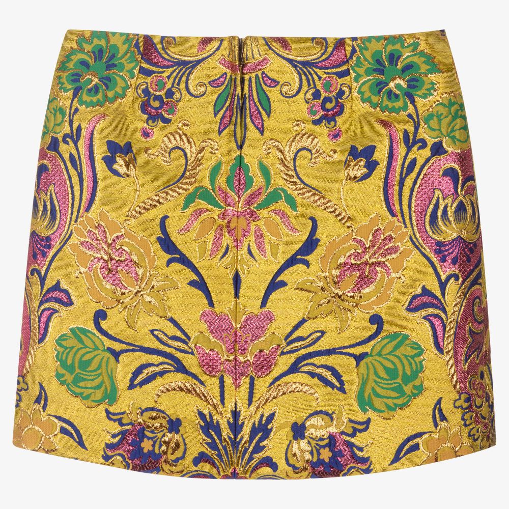 Dolce & Gabbana-Teen Yellow Jacquard Skirt  | Childrensalon Outlet
