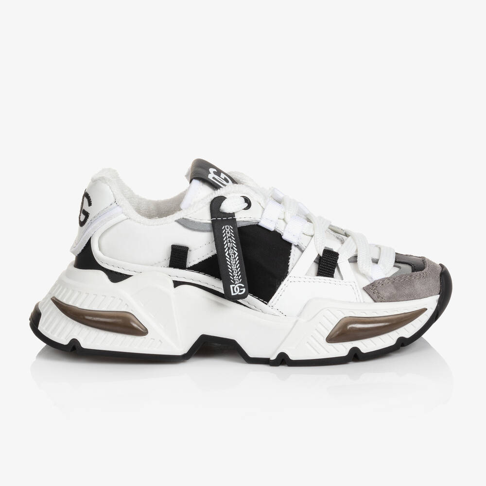 Dolce & Gabbana - White & Black Airmaster Trainers | Childrensalon