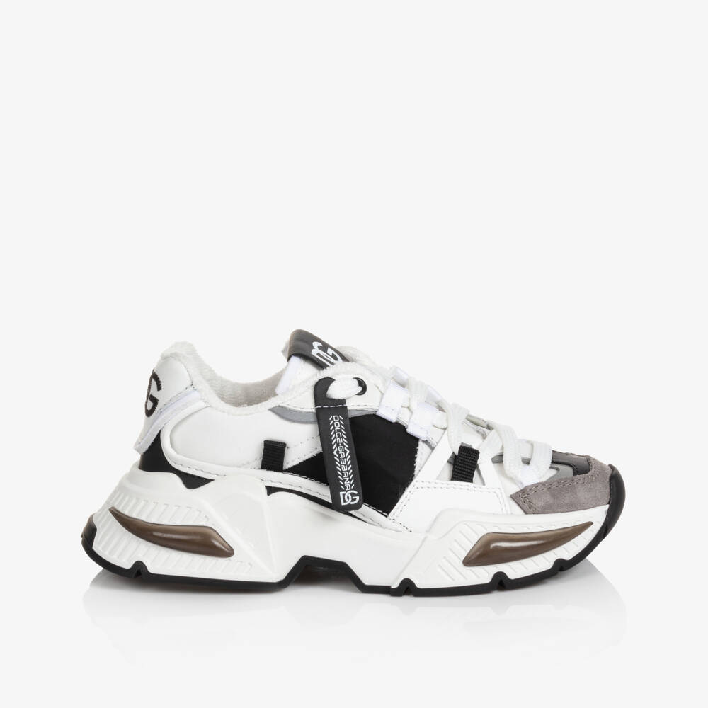 Dolce & Gabbana-White & Black Airmaster Trainers | Childrensalon Outlet