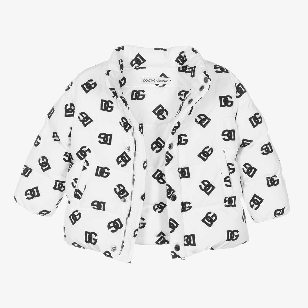 Dolce & Gabbana-Черно-белая куртка с принтом DG | Childrensalon Outlet