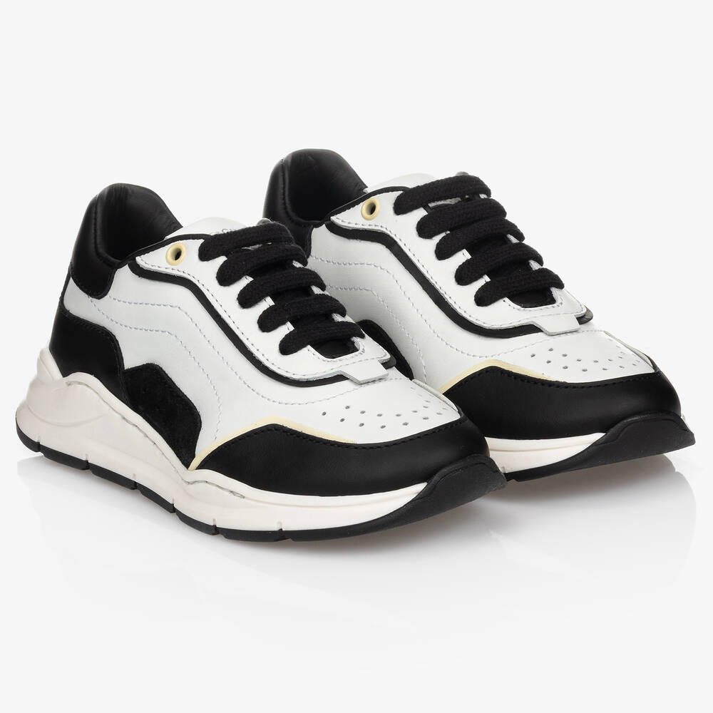 Dolce & Gabbana - White & Black Leather Trainers | Childrensalon