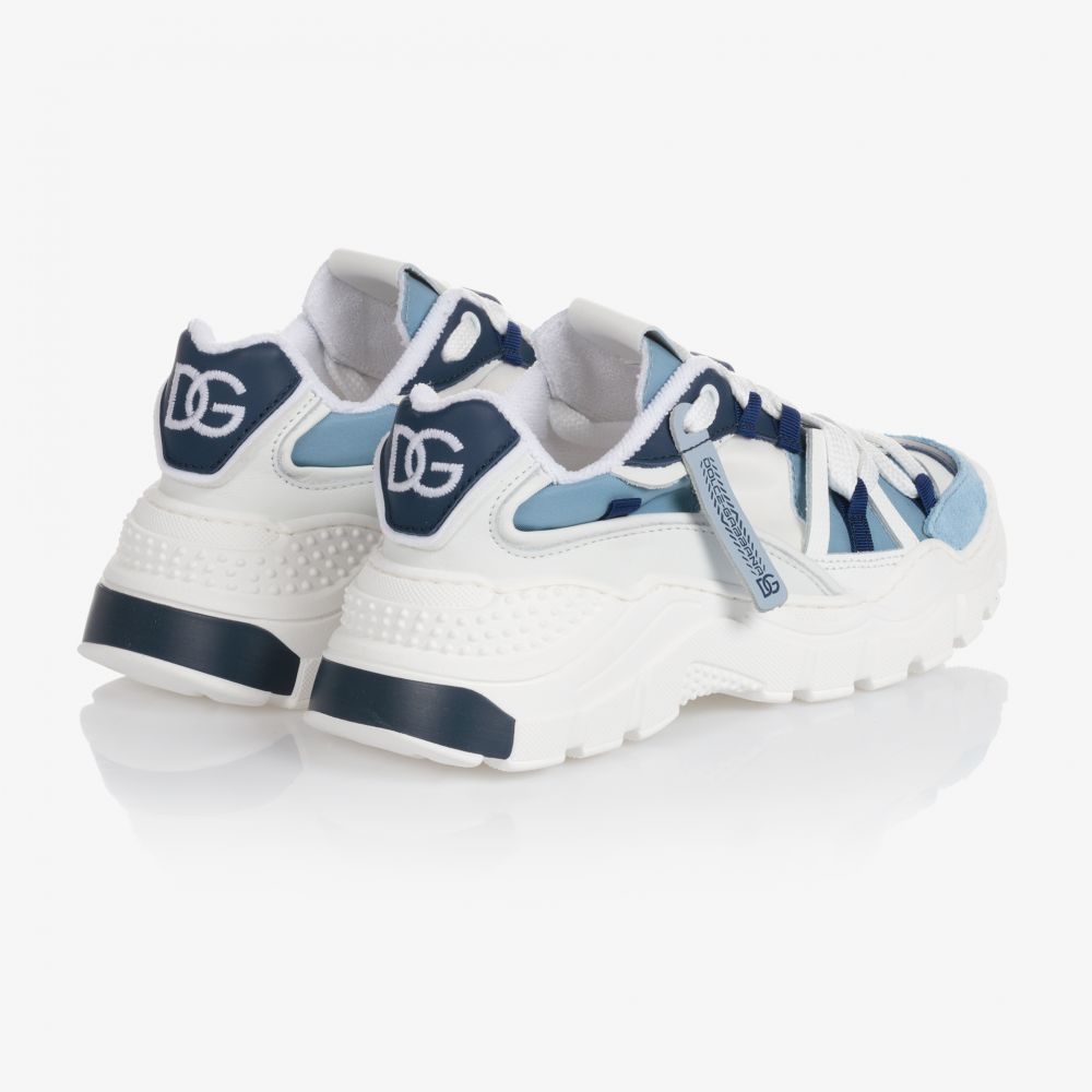 Dolce Gabbana White Blue Logo Trainers Childrensalon Outlet