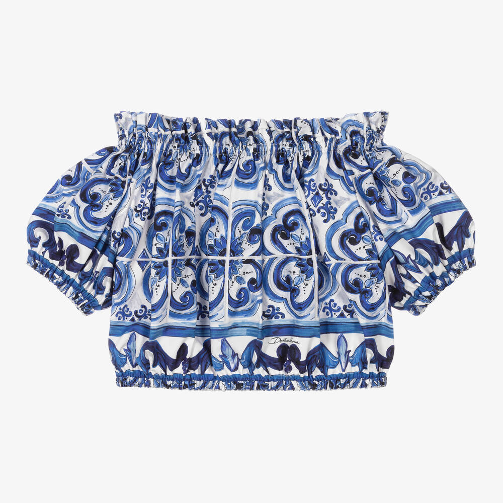 Dolce & Gabbana - White & Blue Majolica Top | Childrensalon