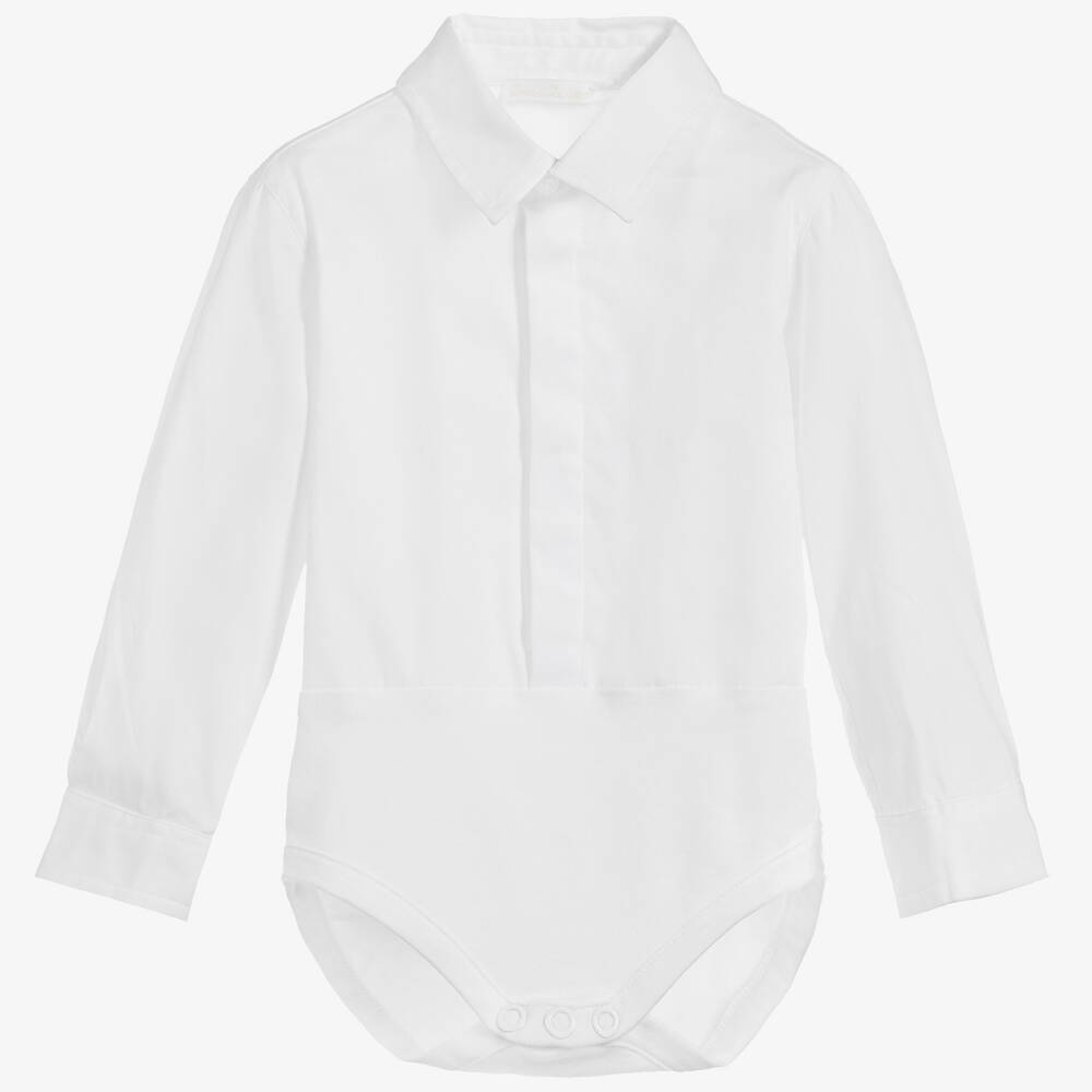 Dolce & Gabbana - قميص ستايل بادي قطن بوبلين لون أبيض للمواليد | Childrensalon
