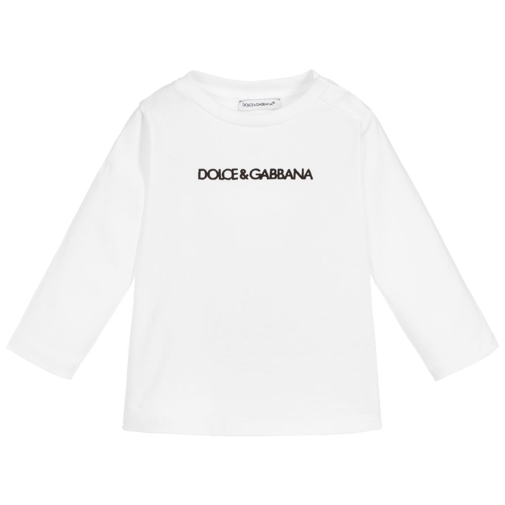Dolce & Gabbana - White Cotton Baby Top | Childrensalon