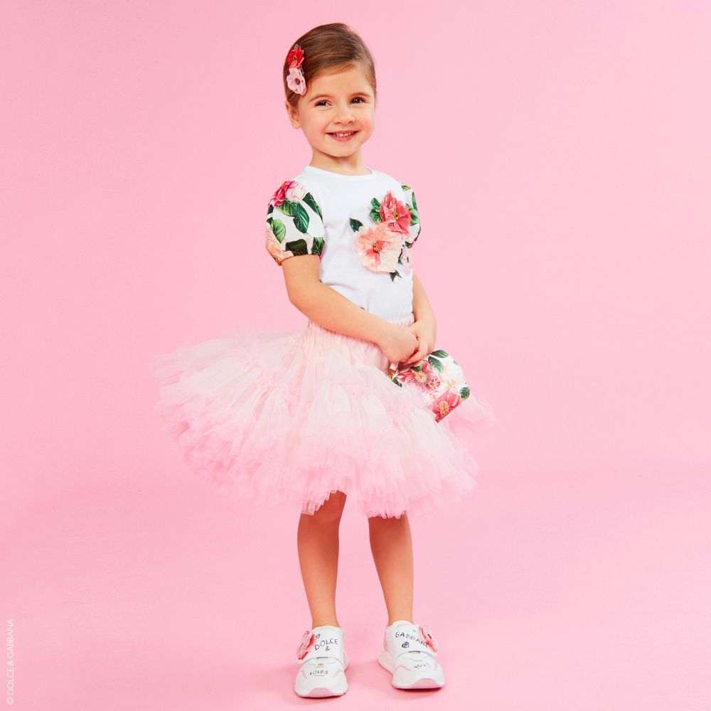 Dolce & Gabbana - White Cotton Camellia T-Shirt | Childrensalon Outlet